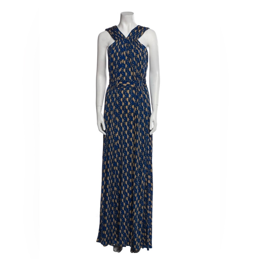 Issa London Blue and Gold Maxi Dress